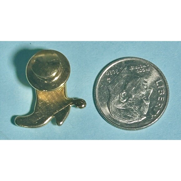 Western Cowboy Boot Gold Tone Tie Tack - Picture 3 of 3